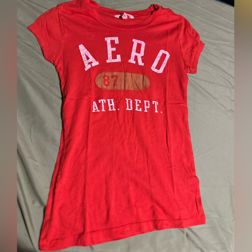 Aeropostale Red Shirt Sporty Graphic Design